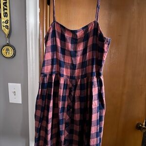 Pink and Blue Plaid Button-Down Dress